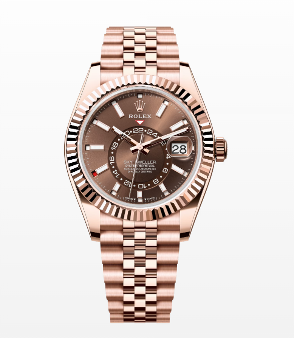 Replica Rolex Sky-Dweller Chocolate Dial Rose Gold Jubilee 42MM Watch