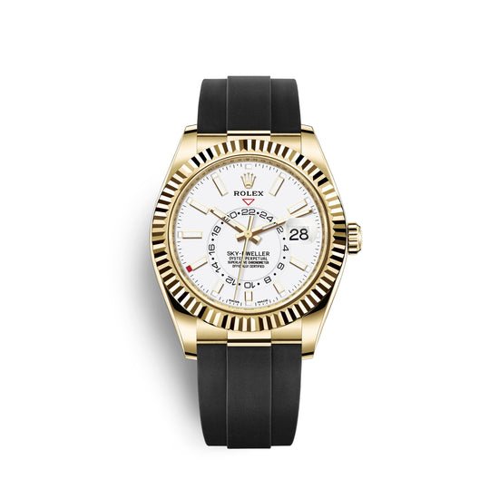 Rolex Replica Watch Sky-Dweller 42mm, 18k Yellow Gold, Oysterflex 326238-0006